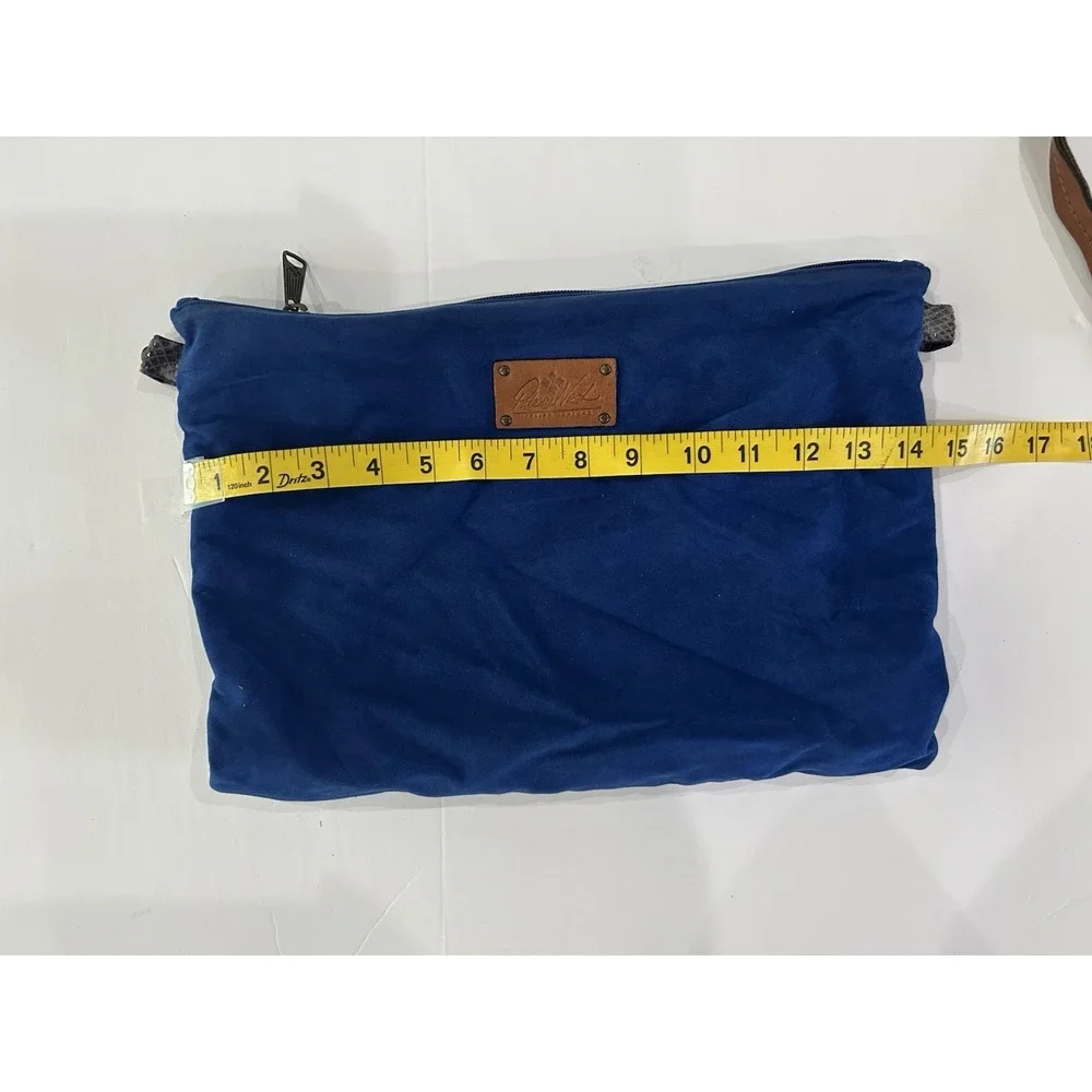 Patricia Nash Italian Leather‎ Cobalt Blue Pouch Wallet Matches Snake Print Tote